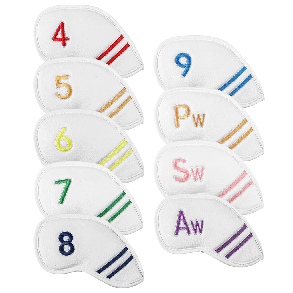 Premium Leather Golf Club Headcovers (10-Piece Set)