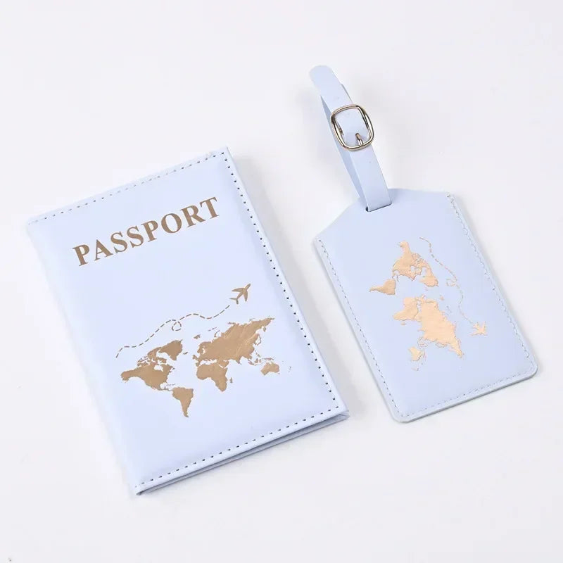 Women Men Travel Passport Holder Case Set Women Men Travel Passport Protective Cover Bags Luggage Tags Bags Travel Accessories