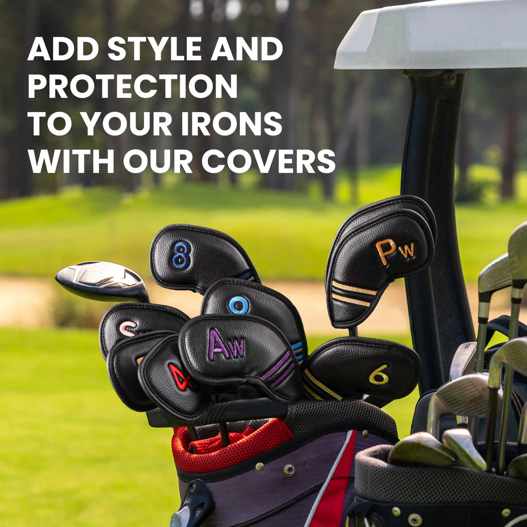 Premium Leather Golf Club Headcovers (10-Piece Set)