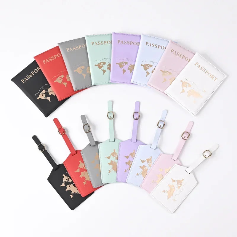 Women Men Travel Passport Holder Case Set Women Men Travel Passport Protective Cover Bags Luggage Tags Bags Travel Accessories