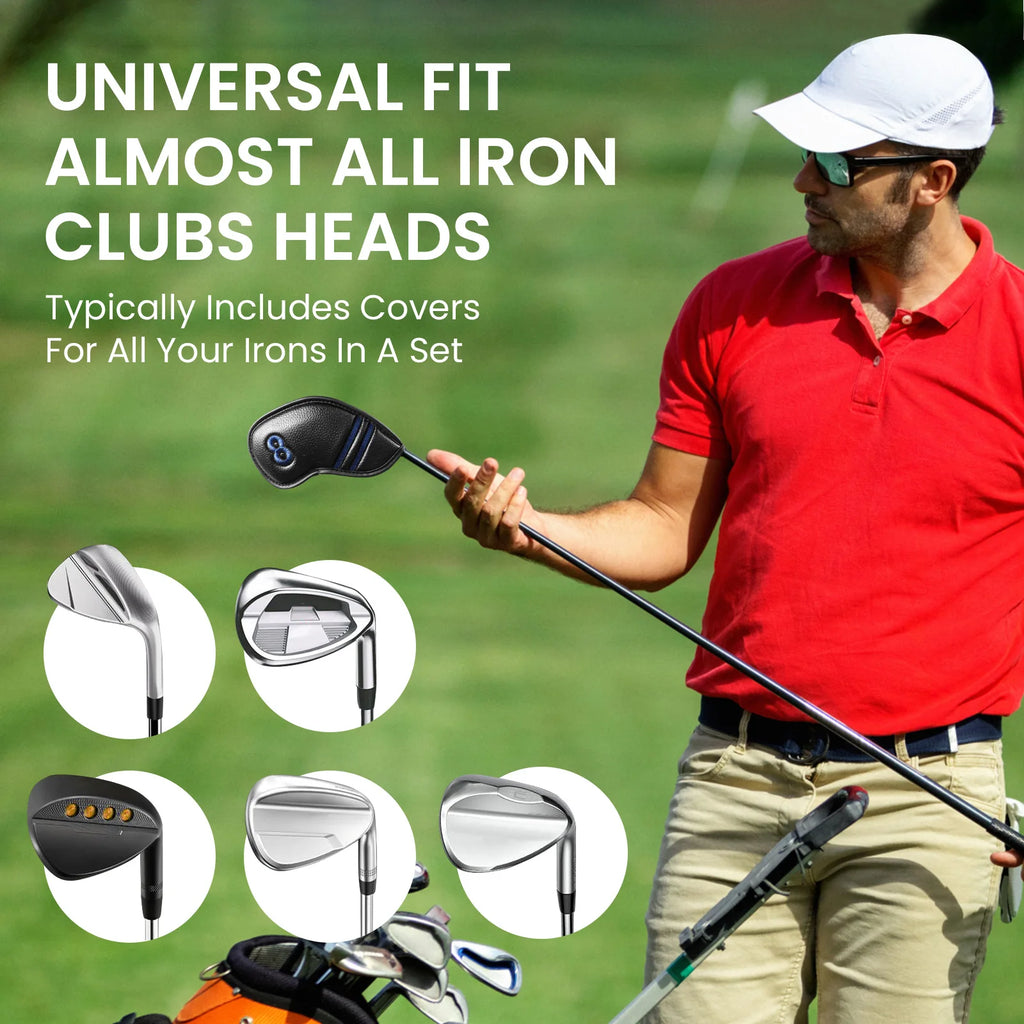 Premium Leather Golf Club Headcovers (10-Piece Set)
