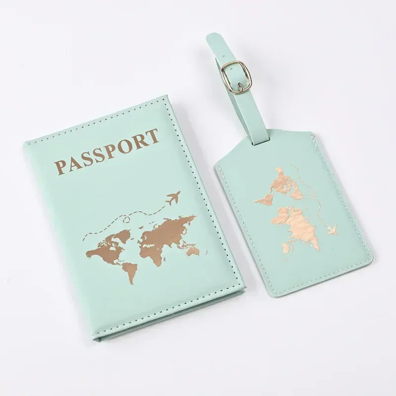 Women Men Travel Passport Holder Case Set Women Men Travel Passport Protective Cover Bags Luggage Tags Bags Travel Accessories