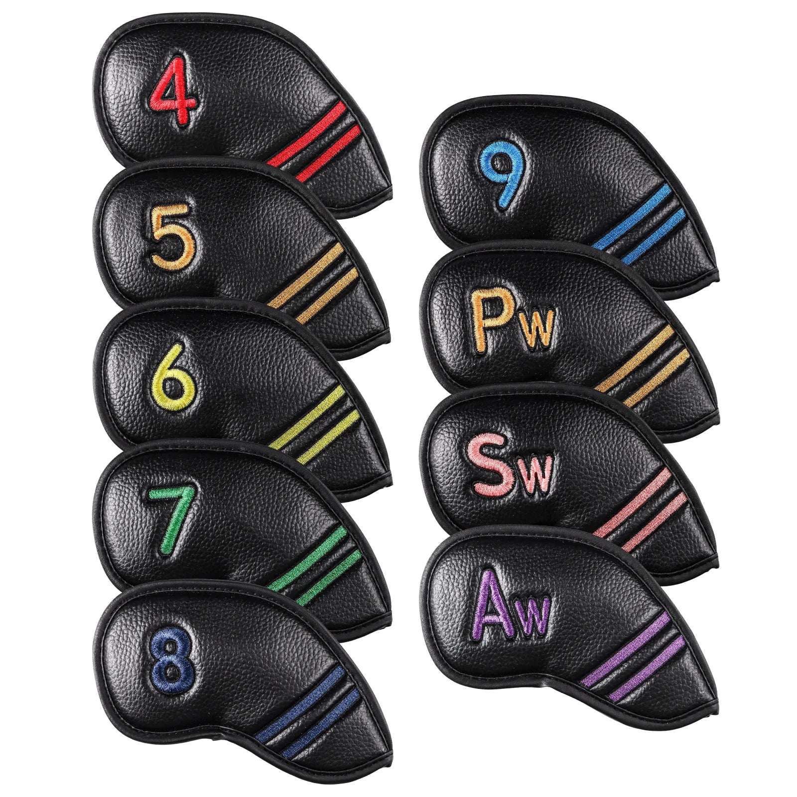 Premium Leather Golf Club Headcovers (10-Piece Set)
